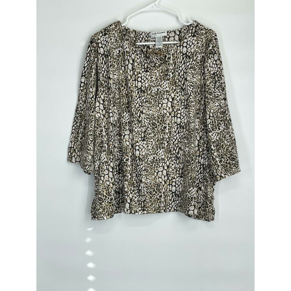 C.D. Daniels Embellished Animal Print Blouse 2X